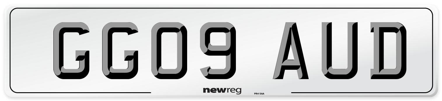 GG09 AUD Number Plate from New Reg